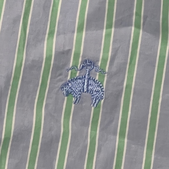 Brooks Brothers Regent Striped Green Mens Dress Button Long Sleeve Down Shirt - Picture 2 of 6